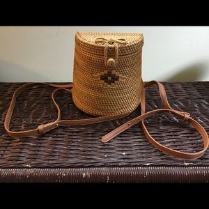 Rattan Boho hand woven Bali backpack travel bag